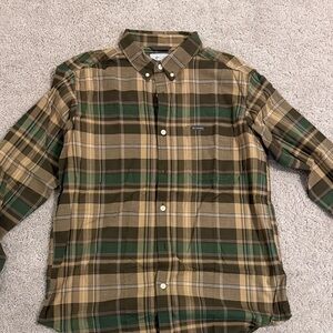 Columbia Men's Casual Plaid Shirt in Green and Brown